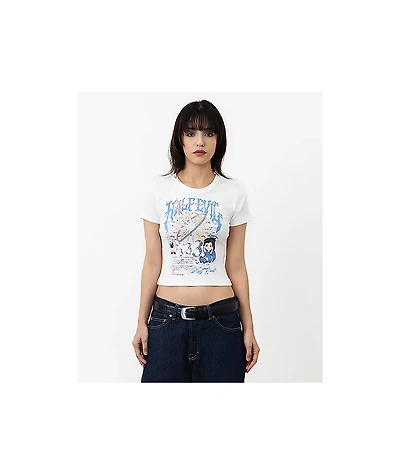 HALF EVIL Angel White Crop T-Shirt