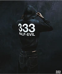 HALF EVIL Logo Black Wash Hoodie
