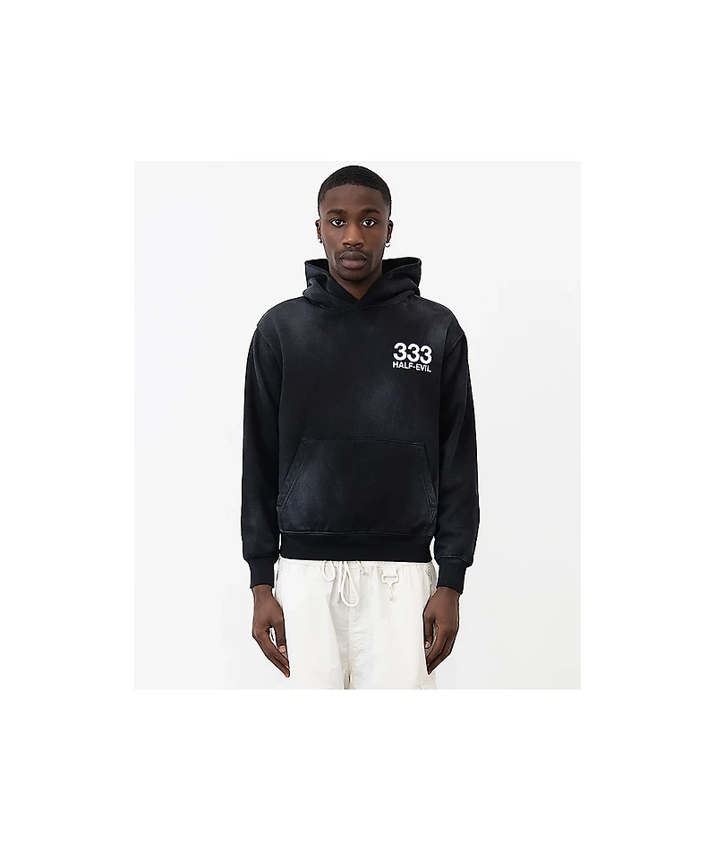 HALF EVIL Logo Black Wash Hoodie