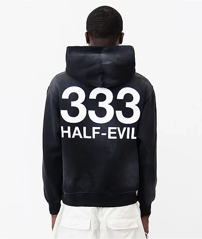 HALF EVIL Logo Black Wash Hoodie