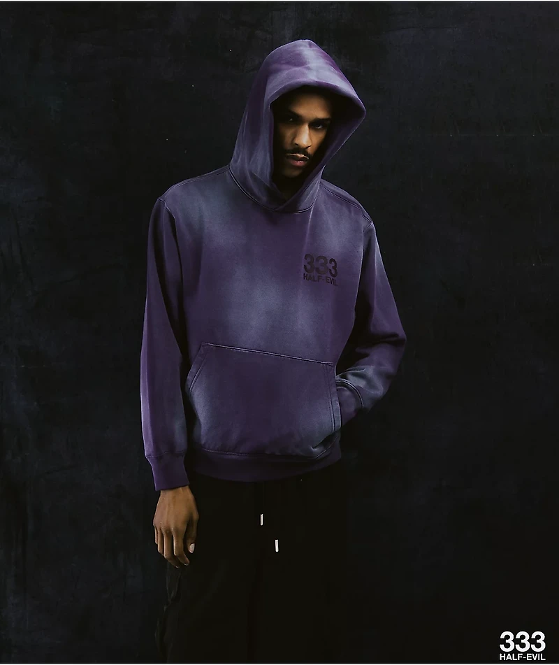 HALF EVIL Logo Ube Purple Wash Hoodie