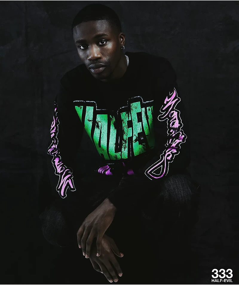 HALF EVIL Motorcross Black Long Sleeve T-Shirt