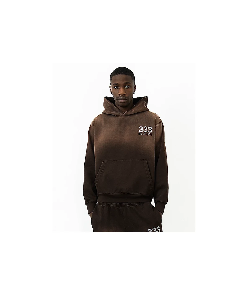HALF EVIL Rhinestone Brown Wash Hoodie