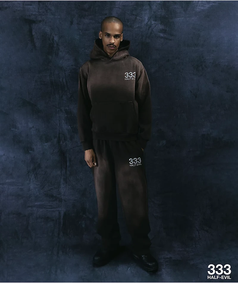 HALF EVIL Rhinestone Brown Wash Sweatpants