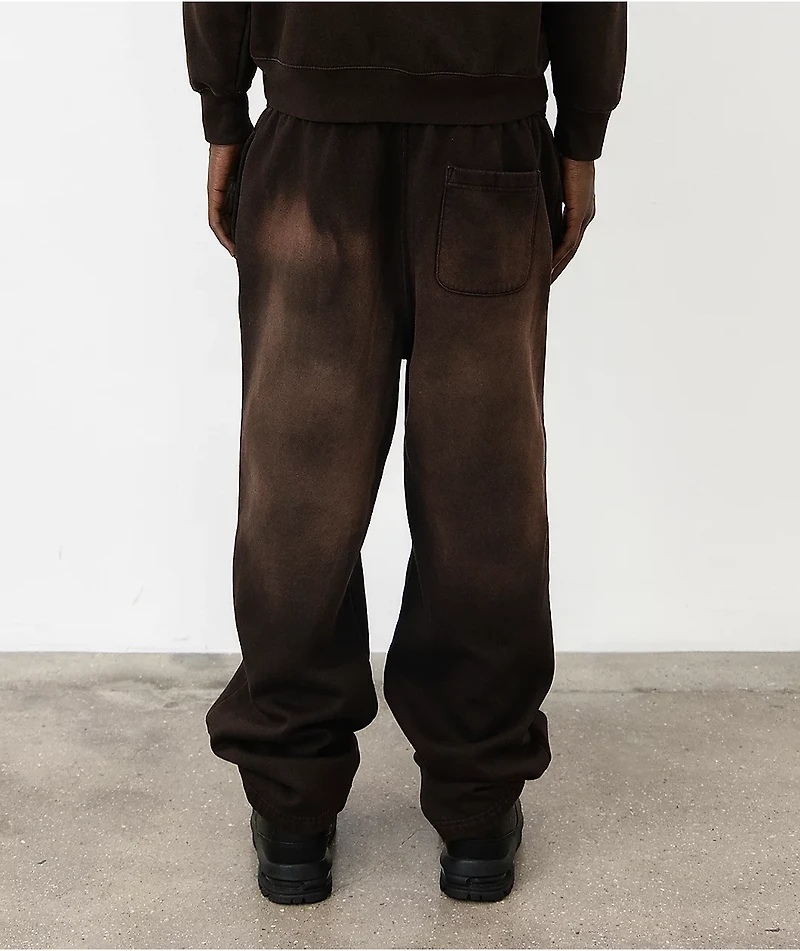 HALF EVIL Rhinestone Brown Wash Sweatpants