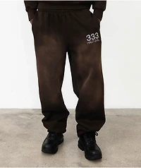 HALF EVIL Rhinestone Brown Wash Sweatpants