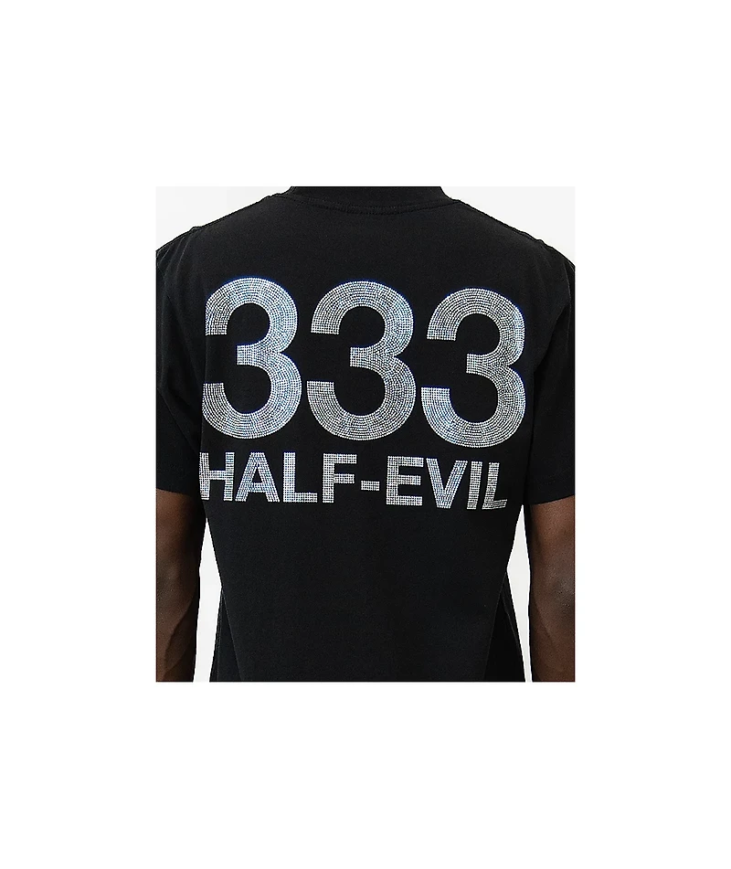 HALF EVIL Rhinestone Logo Black T-Shirt