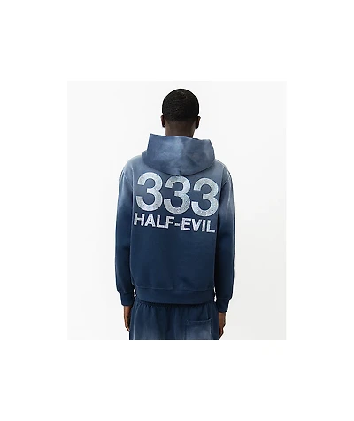 HALF EVIL Rhinestone Navy Wash Hoodie