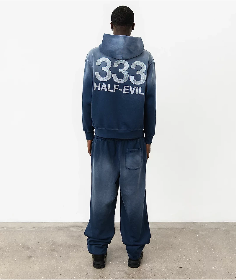 HALF EVIL Rhinestone Navy Wash Sweatpants