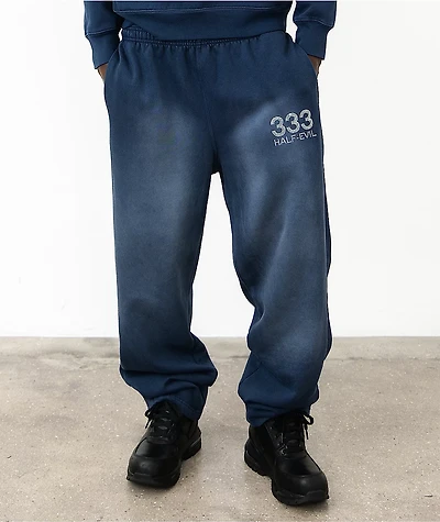 HALF EVIL Rhinestone Navy Wash Sweatpants