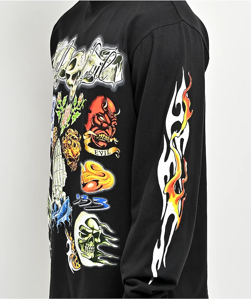 HALF EVIL Tattoo Parlor Black Long Sleeve T-Shirt