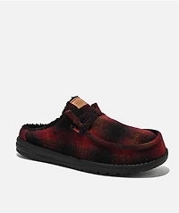 HEYDUDE Wally Cozy Red Plaid Shoes