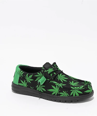 HEYDUDE Wally Dazed N' Dude Black & Green Shoes
