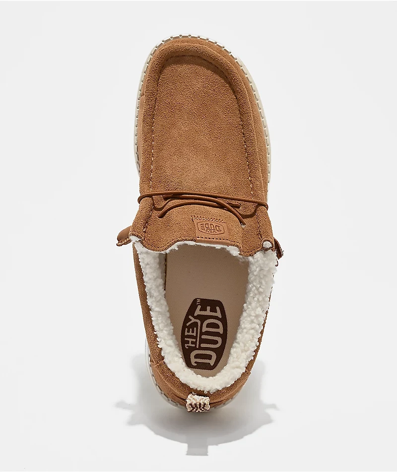 HEYDUDE Wally Suede Shearling Lion Orange & White Shoes