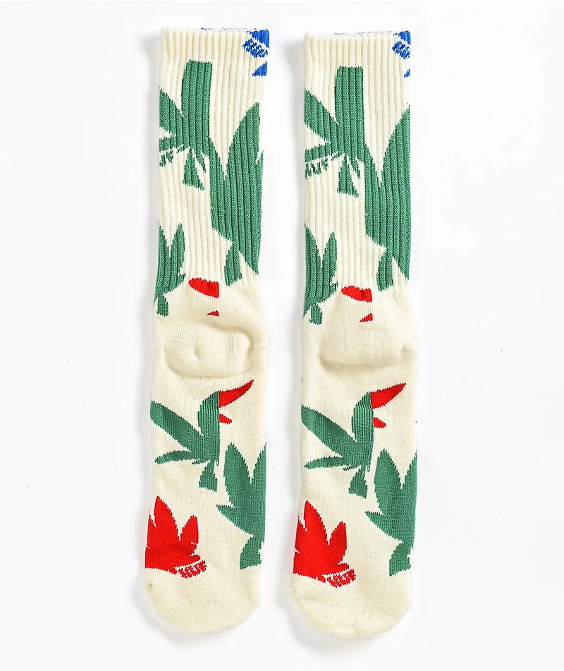 HUF Abstract Plantlife White Crew Socks