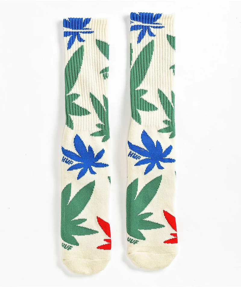 HUF Abstract Plantlife White Crew Socks