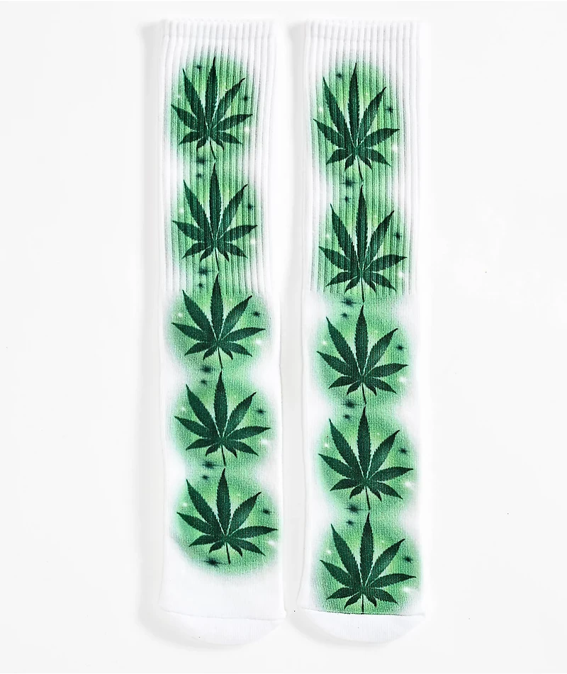 HUF Airbrush Plantlife White & Green Crew Socks