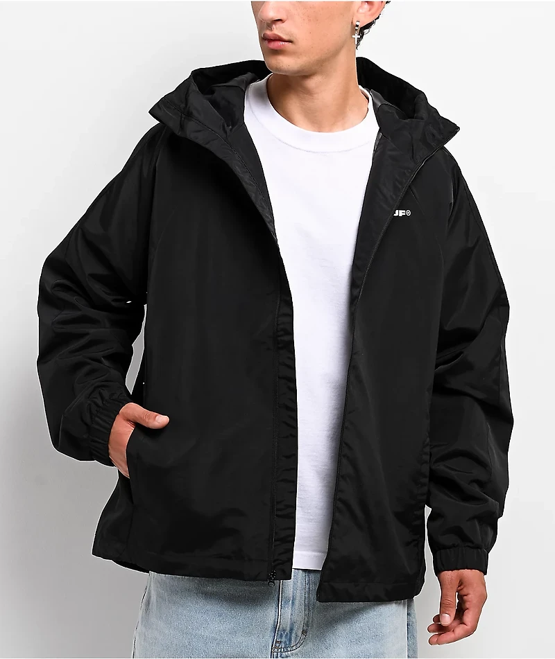 HUF All Caps Black Windbreaker Zip Jacket