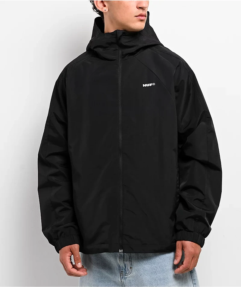 HUF All Caps Black Windbreaker Zip Jacket