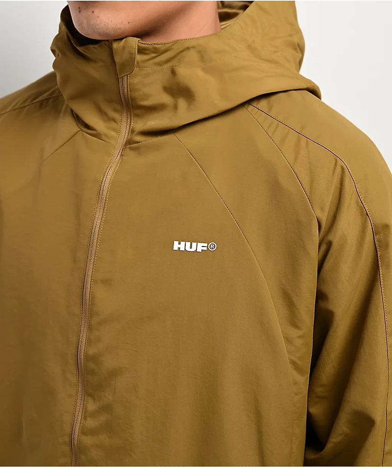 HUF All Caps Brown Windbreaker Zip Jacket