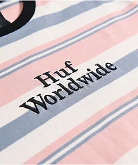 HUF Amory Coral & Blue Stripe Knit T-Shirt