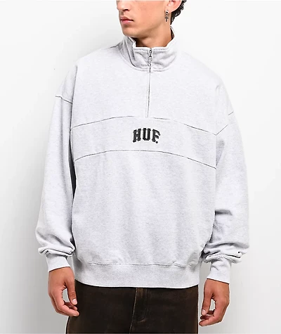 HUF Arch Enzyme Heather Grey Quarter Zip Sweatshirt