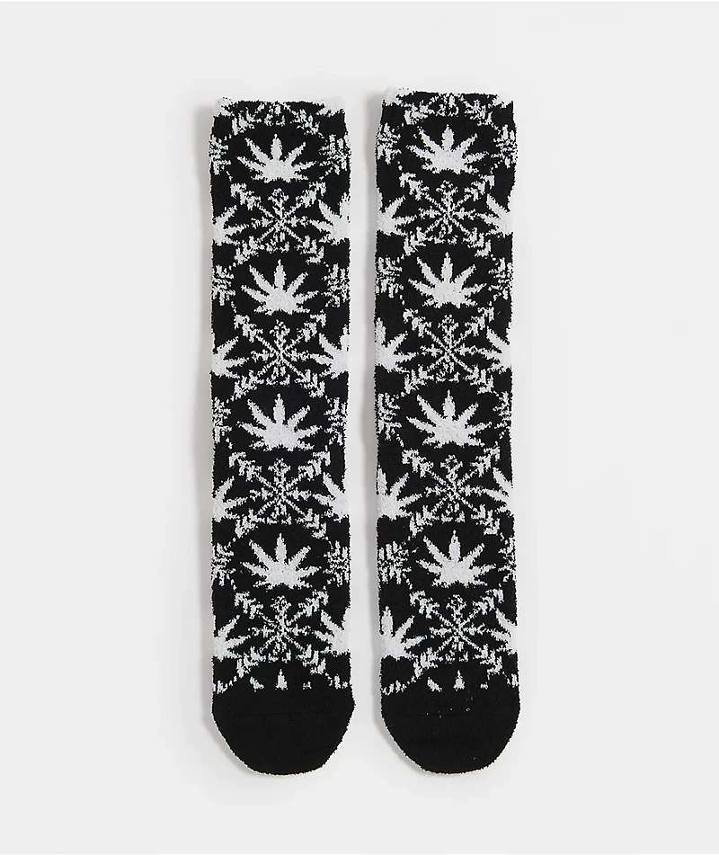 HUF Arctic Plantlife Fuzzy Black Crew Socks