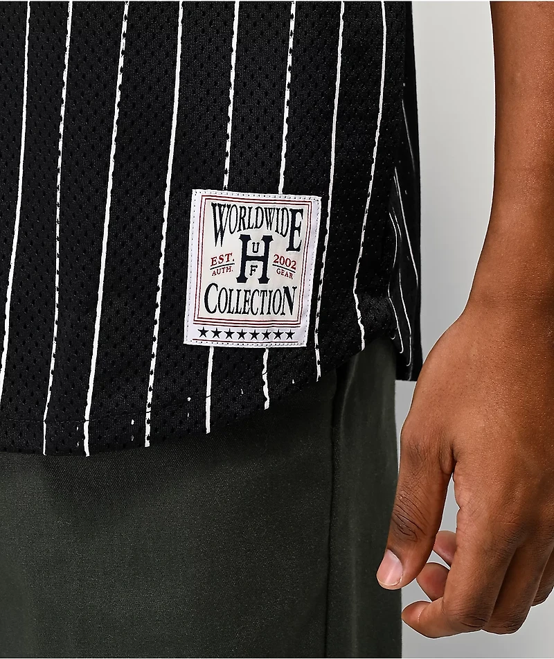 HUF Bronx Black & White Henley Mesh Baseball Jersey