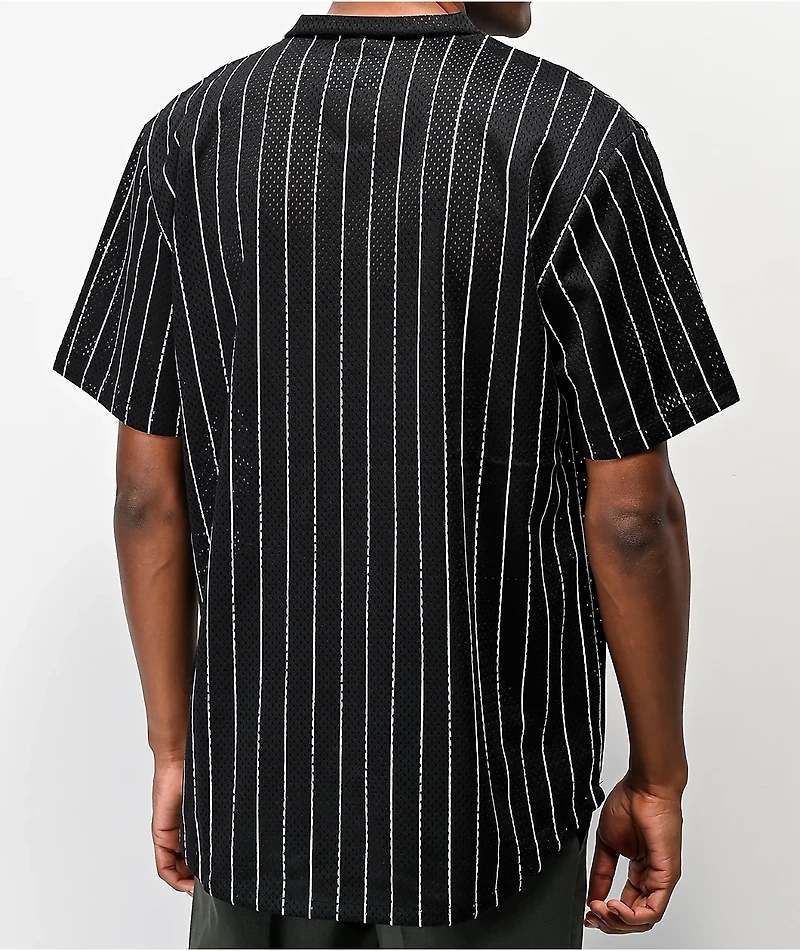 HUF Bronx Black & White Henley Mesh Baseball Jersey