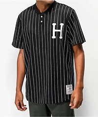 HUF Bronx Black & White Henley Mesh Baseball Jersey