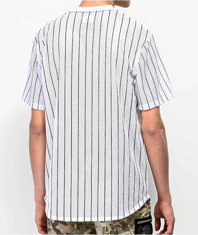 HUF Bronx White Henley Mesh Baseball Jersey