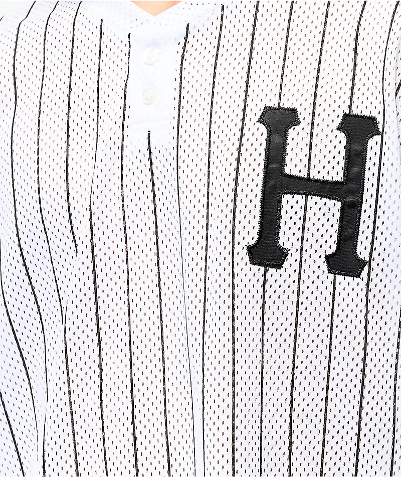 HUF Bronx White Henley Mesh Baseball Jersey