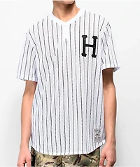 HUF Bronx White Henley Mesh Baseball Jersey