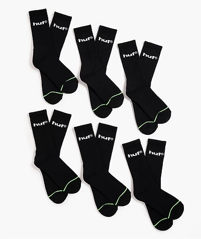 HUF Eightynine Logo 6 Pack Black Crew Socks