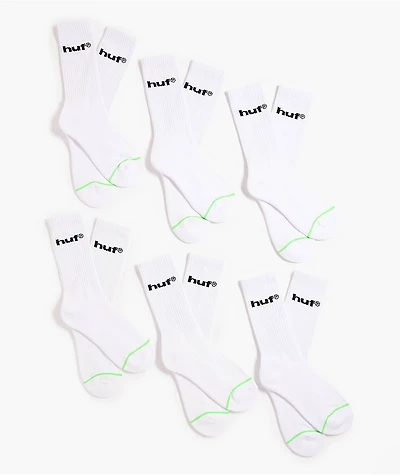 HUF Eightynine Logo 6 Pack White Crew Socks