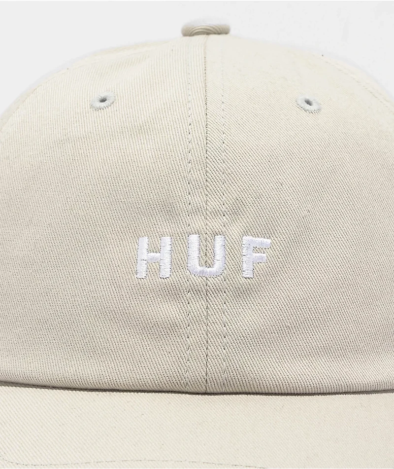HUF Essentials Logo Cream Strapback Hat