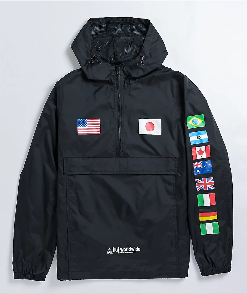 HUF Flags Black Anorak Jacket