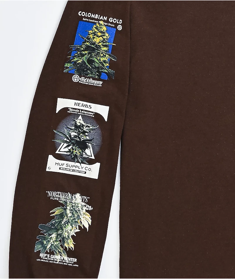 HUF Garden Supply Dark Chocolate Long Sleeve T-Shirt