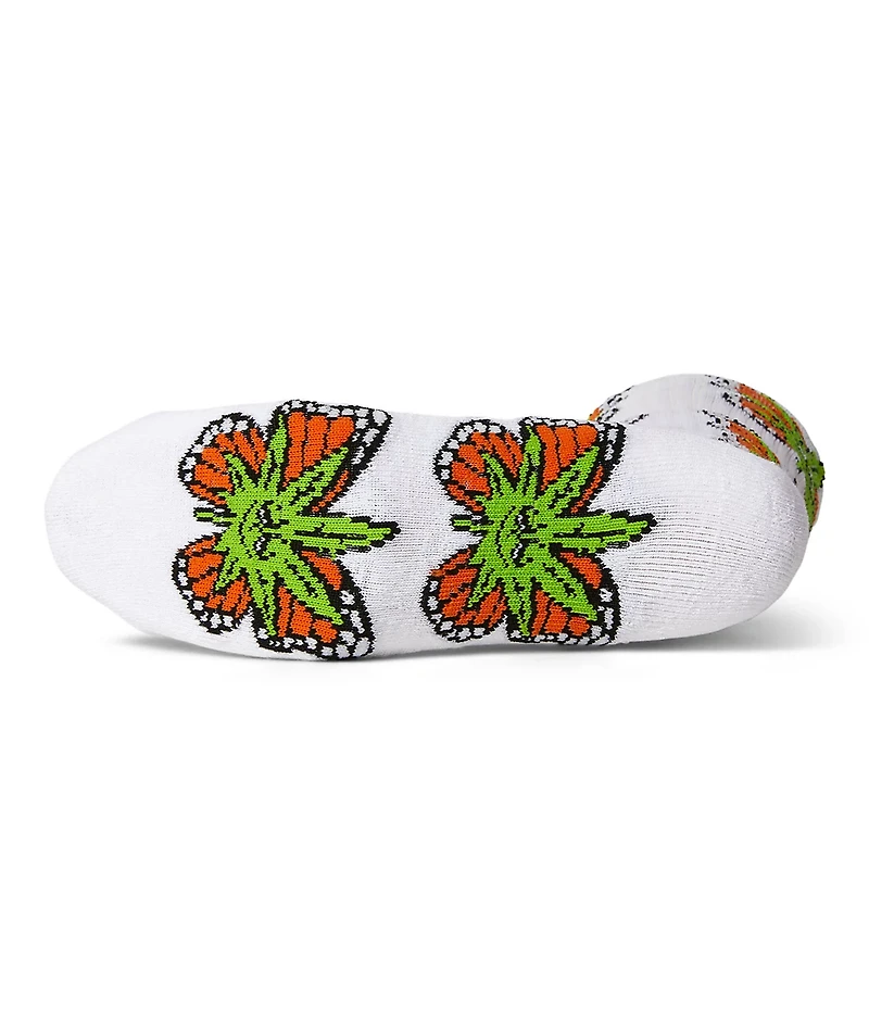 HUF Green Buddefly White Crew Socks