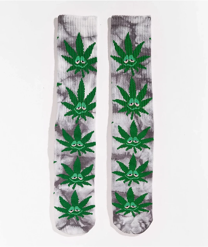 HUF Green Buddy Black Tie Dye Crew Socks