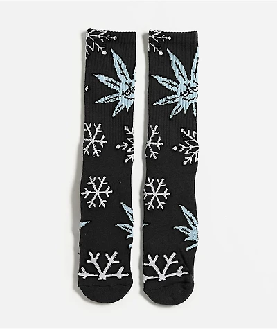 HUF Green Buddy Snowflakes Charcoal Crew Socks