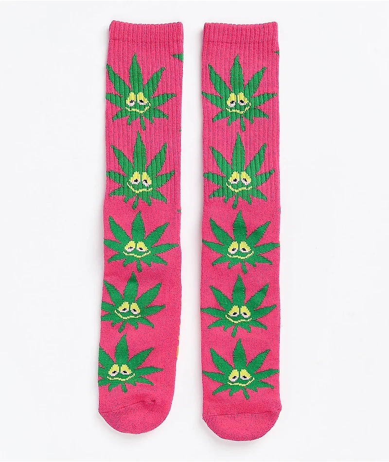 HUF Green Buddy Strains Magenta Crew Socks