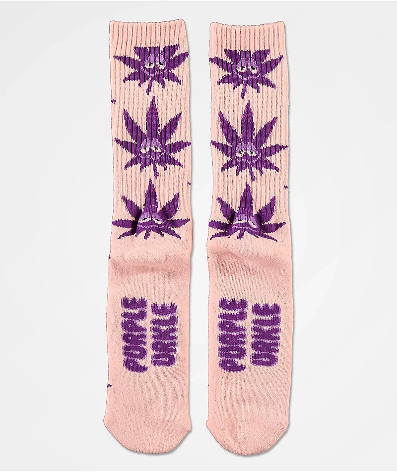 HUF Green Buddy Strains Pink Crew Socks