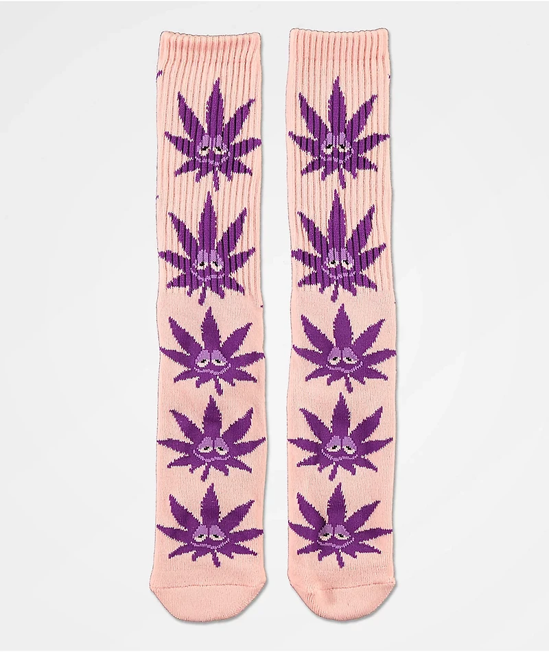 HUF Green Buddy Strains Pink Crew Socks