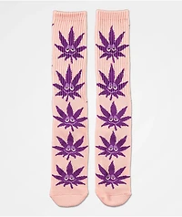 HUF Green Buddy Strains Pink Crew Socks