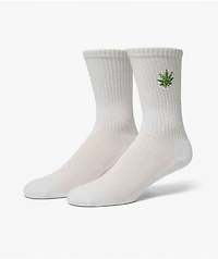 HUF Green Buddy White Crew Socks