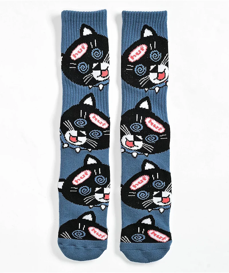 HUF Hypno Cat Blue Crew Socks
