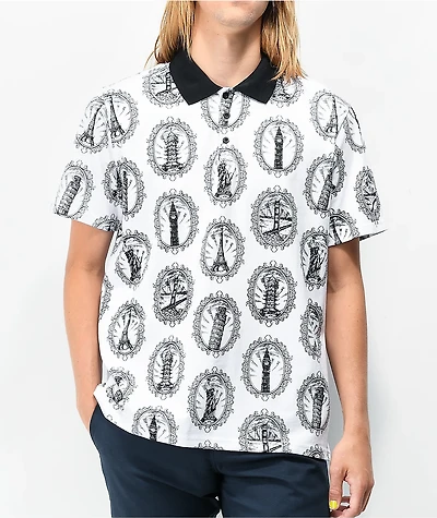 HUF Landmark White Polo Shirt