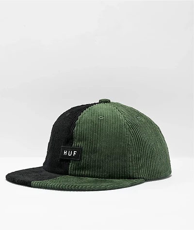 HUF Marina 6 Panel Green & Black Corduroy Strapback Hat