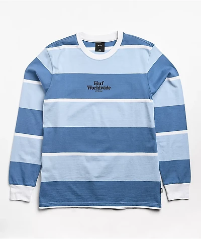 HUF Mazon Blue & White Stripe Knit Long Sleeve T-Shirt